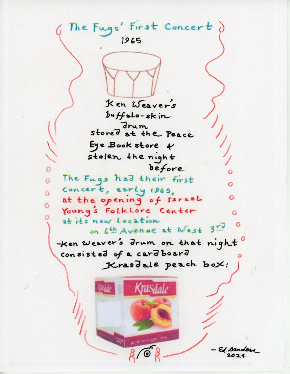 Fugs first Concert, 1965, a Glyph by Ed Sanders 2024
